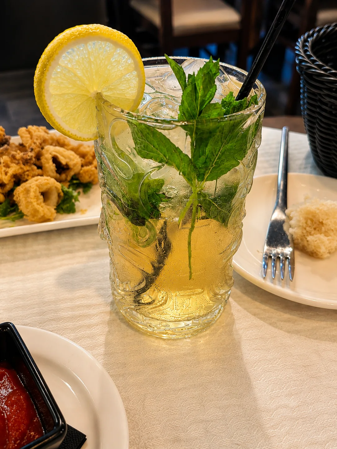 Mint and lemon drink at Ferdie's Restaurant and Cocktail Bar