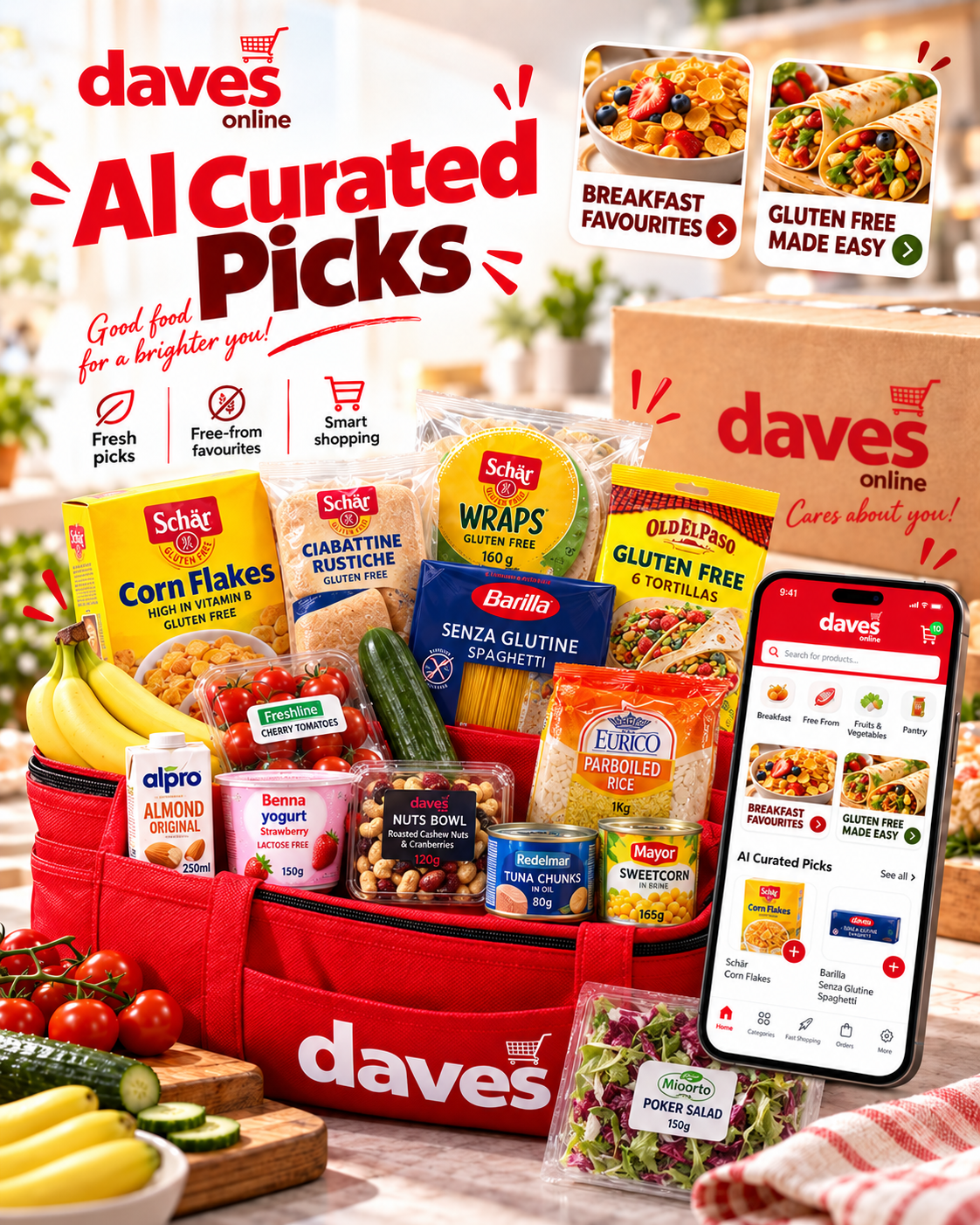 AI-enhanced Dave's Online editorial grocery visual
